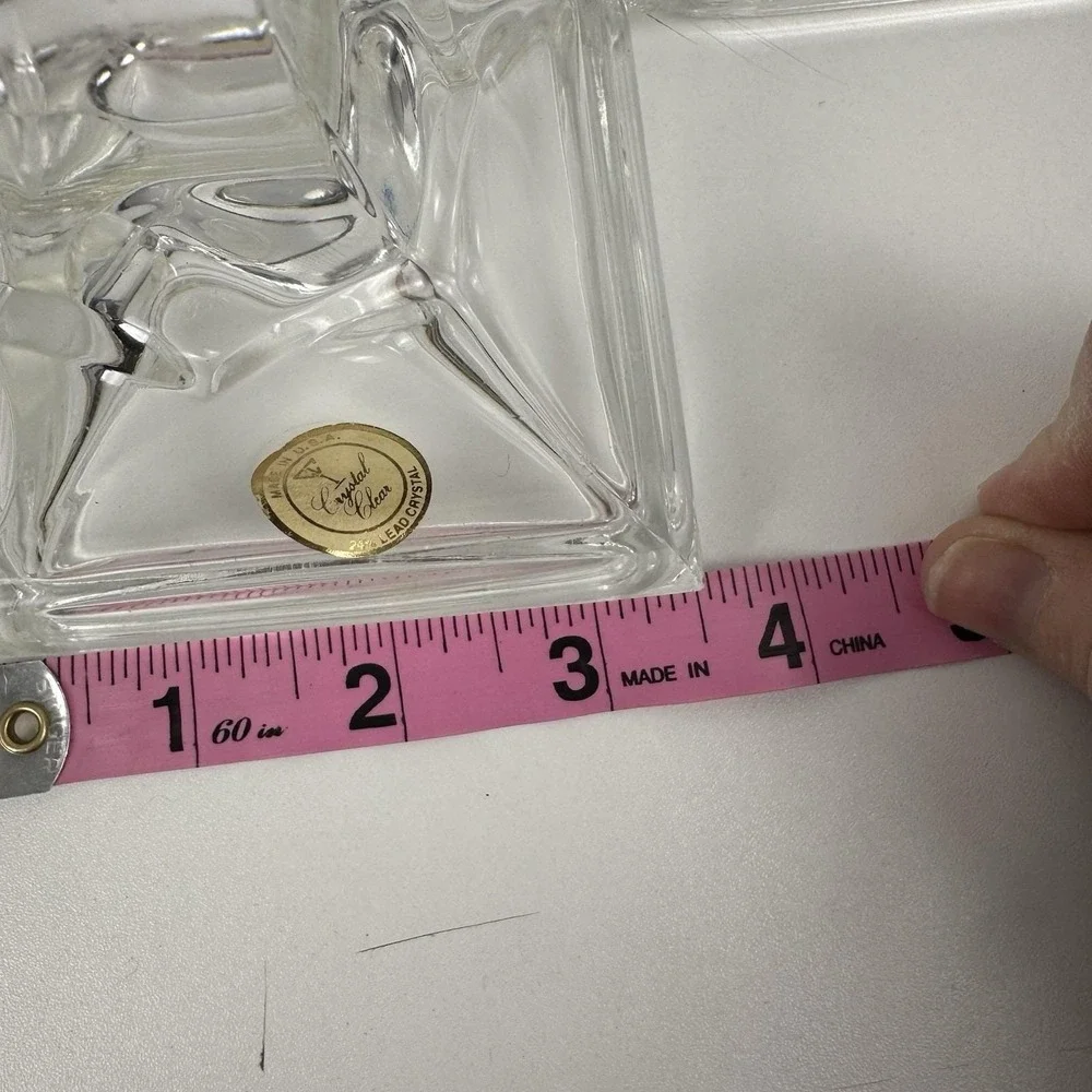 Vtg 1980s Crystal Clear Lead Crystal Candlesticks Pair USA Art Deco Style‎